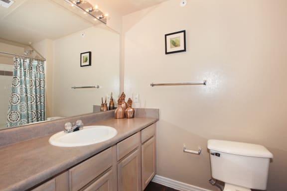 Bathroom with sink at The Clairborne Apartment Homes, Grand Prairie, TX, 75050