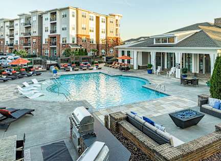 Community Swimming Pool at Pointe at Prosperity Village Apartments, Charlotte, NC, 28269
