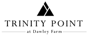A logo with the text "TRINITY POINT at Dawley Farm" in white on a black background.