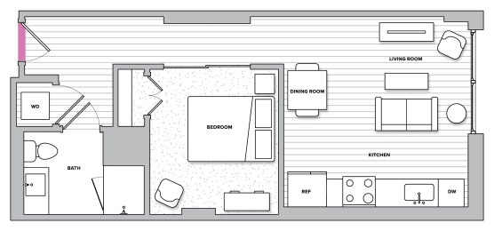 Yorkshire 2 - WDU (Call for Income Restrictions) 1 Bedroom 1 Bathroom Floor Plan at Kingston at McLean Crossing, Virginia