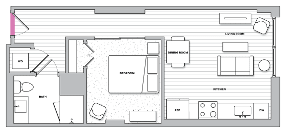 Yorkshire 2 - WDU (Call for Income Restrictions) 1 Bedroom 1 Bathroom Floor Plan Yorkshire 2 - WDU (Call for Income Restrictions) 1 Bedroom 1 Bathroom Floor Plan at Kingston at McLean Crossing, Virginia