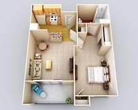 Bermuda 1Bath1Bed Floor Plan at 55+ FountainGlen Grand Isle, California