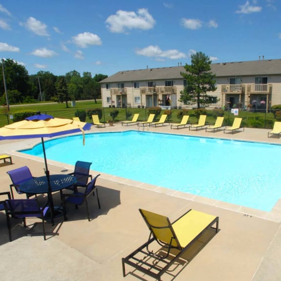 the swimming pool at the apartments for rent