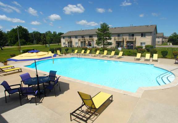 the swimming pool at the apartments for rent
