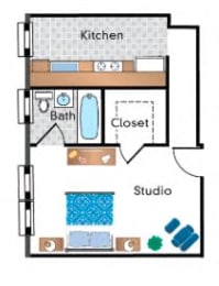  Floor Plan Renovated Studio 01A Tier