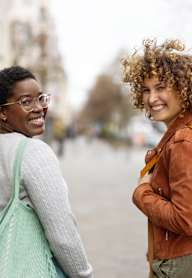 Two women are walking on a street. at Cascades at Clear Lake Apartments, Florida, 33908