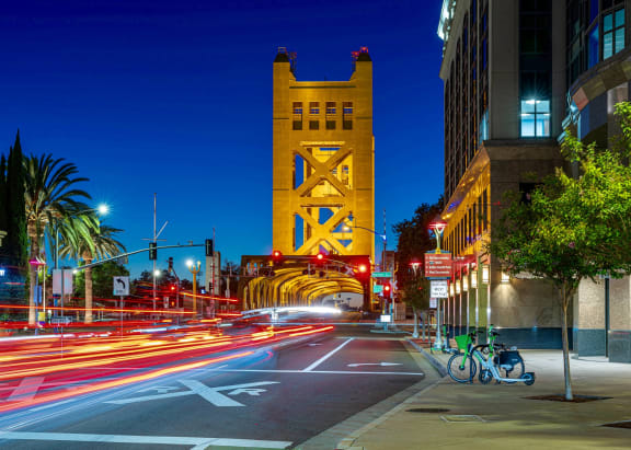 a view of the golden gate bridge at night