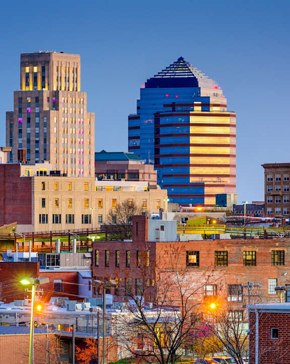 a view of the skyline in the city