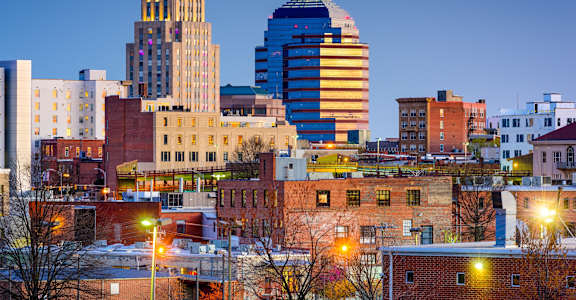 a view of the skyline in the city at Ellis Station, Durham, North Carolina