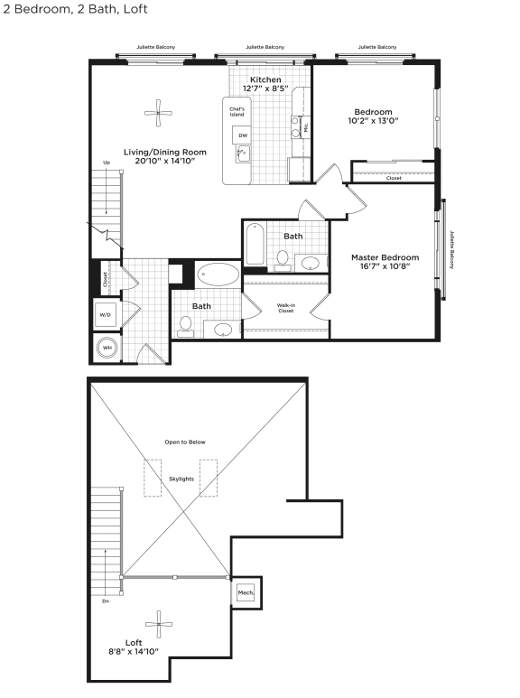2 bed 2 bath B3bl Floor Plan at 800 Carlyle, Alexandria, Virginia