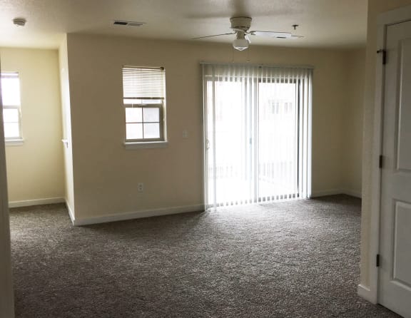 Image of living space with sliding glass doors