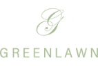 green and white wordmark logo for Greenlawn Manor Apartments in New Smyrna Beach