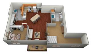2 Bedroom Floor Plan at Pelican Heights Apartments, Detroit Lakes, Minnesota