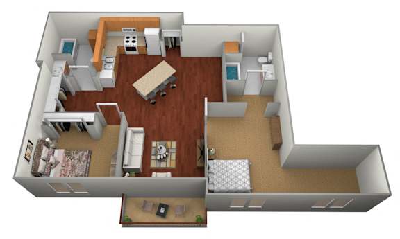 Floor Plan  2 Bedroom Floor Plan at Pelican Heights Apartments, Detroit Lakes, Minnesota