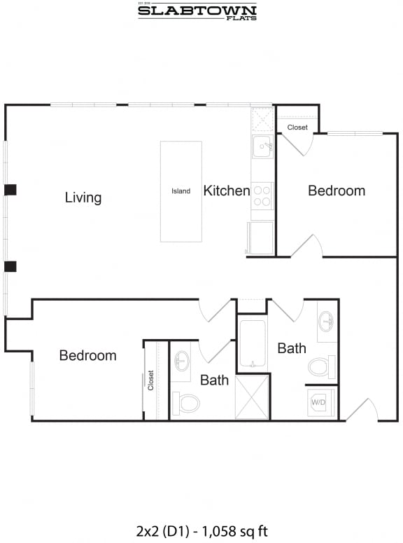 Slabtown D1 - 2x2 1058 sf
