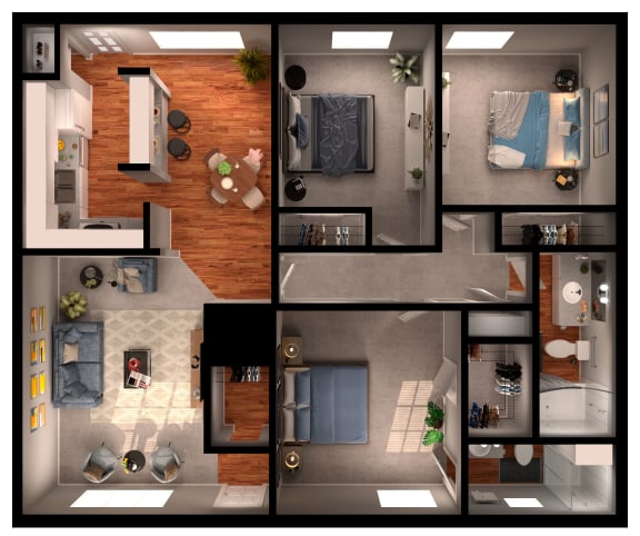 Floor Plan  3 bedroom 2 Bath Floor Plan at Willow Oaks, Texas