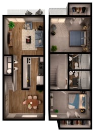 2 bed 2 bathB7 Floor Plan at Riverstone, Bryan, Texas