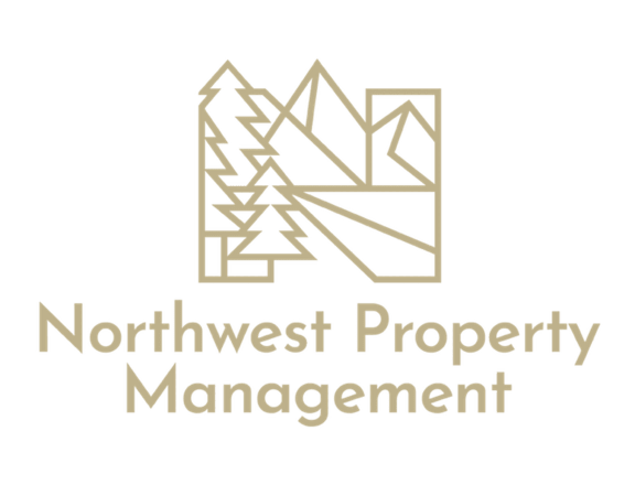 the logo of the northwest property management company on a black background