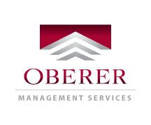 A logo for Oberer Management Services featuring a red and white design.