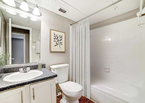 A bathroom with a toilet, sink, and bathtub.
