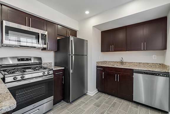 Modern kitchen at The Glover House Apartments, Washington, District of Columbia