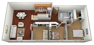 3 bed 1 bath floor plan at Clearwater Estates Apartments, Baxter, MN, 56425