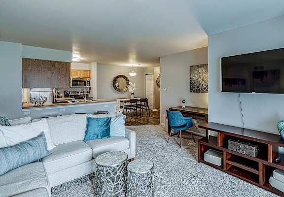 Stylish Tv Cabinet In Living Room at Abbey Ridge Apartment Homes, Oxford, MI, Michigan, 48371