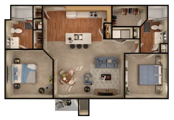 Floor Plan  Atlantic Floor Plan at Pavilions at Northshore Apartment Homes, Portland, TX