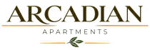The image is a logo for Arcadian Apartments.