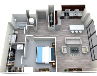 One Bedroom One Bath A  at The Grand, Kansas City