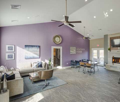 Bright Living Area in clubhouse at Heather Ridge Apartments, Michigan