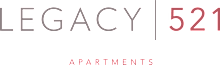 A black and white image with the words "LEGACY 521 APARTMENTS".