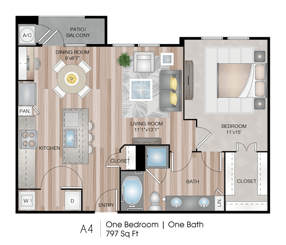 Floor Plan  1 Bedroom A4 Floor Plan at Lofts at Katy Ranch, Katy Texas
