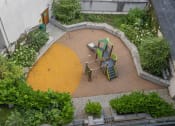 Thumbnail 3 of 6 - an overhead view of a yard with chairs and a table