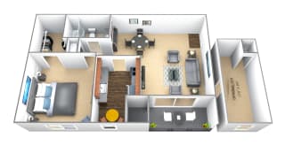 1 bedroom 1 bathroom 3D at Seminary Roundtop Apartments, Lutherville, MD, 21093
