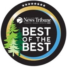 best of the best logo with trees and a ball