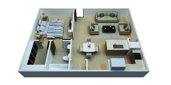 Floor Plan  Aurora, 1 Bedroom Apartment - 660 Sq. Feet