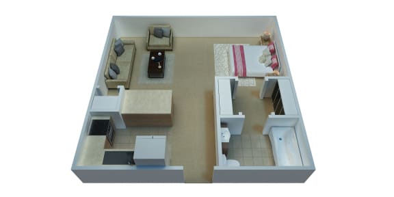 Floor Plan  Studio Apartment - 462 Square Feet