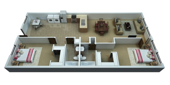 Floor Plan  The Lofts - Brisa Floorplan - 2 Bedroom/2 Bath - 1,258 Sq. Ft.