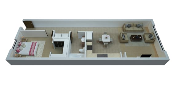 Floor Plan  The Lofts - Sereno Floorplad, 1 Bedroom/1 Bath - 864 Sq. Ft.