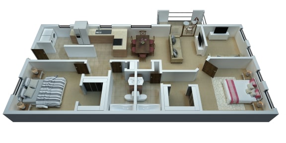 Floor Plan  The Lofts - Tranquilo Floorplan,  2 Bedroom/2 Bath with Den - 1,255 Sq. Ft.