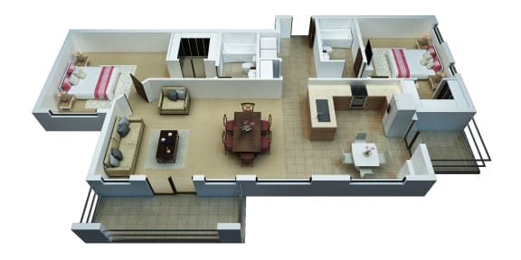 Floor Plan  The Lofts - Classico Floorplans  - 2 Bedroom/2 Bath - 1,368 Sq. Ft.