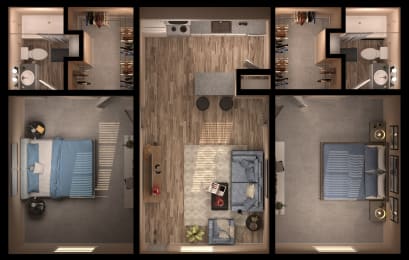 2 bed/2 bath Floor Plan at The Wick, Texas