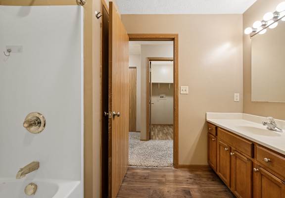 Spacious bathroom at Stadium Lofts Apartments in Terre Haute, IN 47803