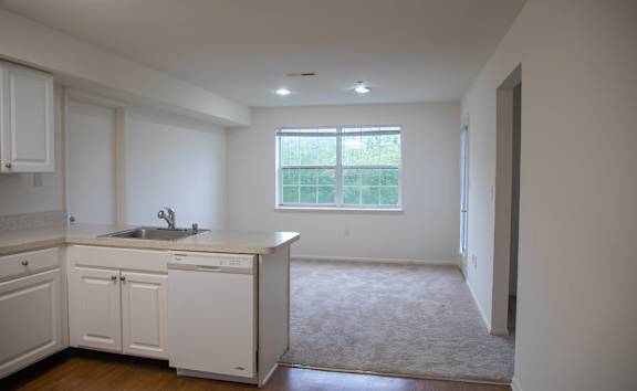 a living room with a couch and a fireplace at Cascades Overlook Apts., Owings Mills, 21117