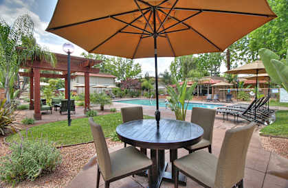 Outdoor patio at Casa Alberta, California, 94087