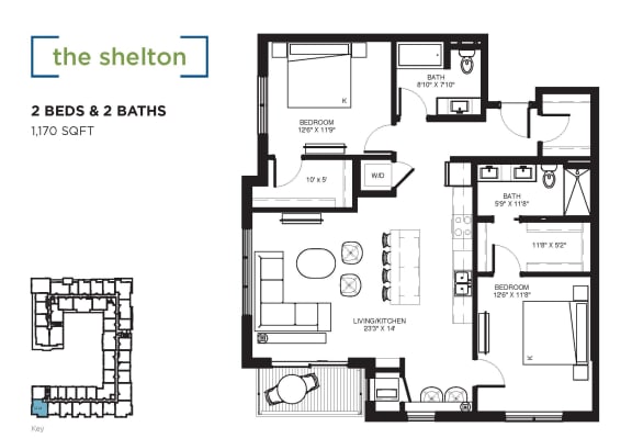 The Shelton Floor plan at The Shoreham, St. Louis Park
