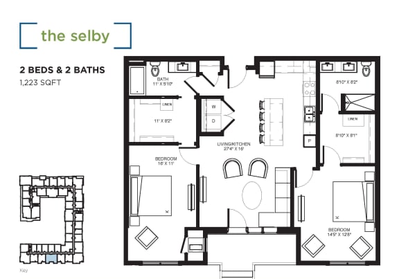 The Selby Floor plan at The Shoreham, St. Louis Park, MN 55416