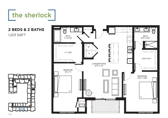 The Sherlock Floor plan at The Shoreham, St. Louis Park, MN