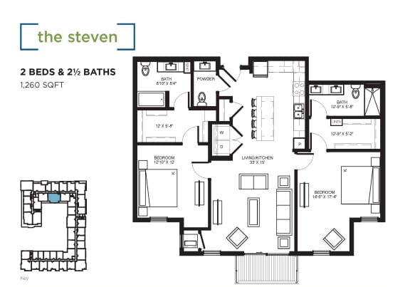 The Steven Floor plan at The Shoreham, Minnesota